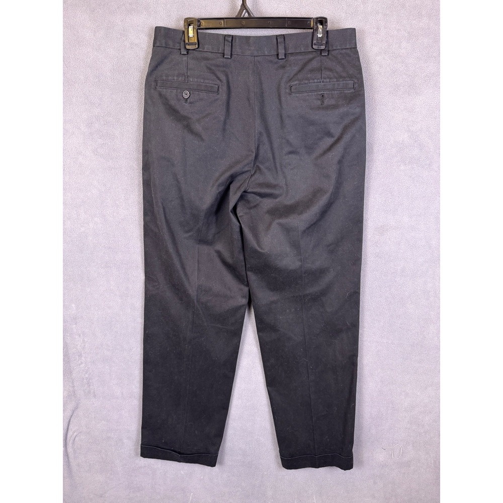 Brooks Brothers Advantage Chino Elliot Men Pleated Pant Cuffed Black 34x32 Read! - Picture 5 of 11